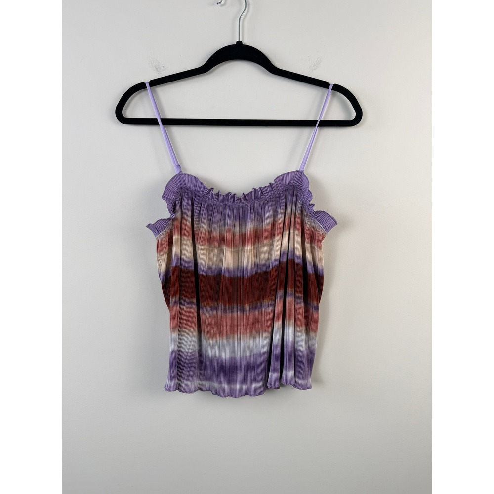 Madewell‎ Striped Pleated Ruffle Cami Adjustable Straps Coquette Softcore Medium